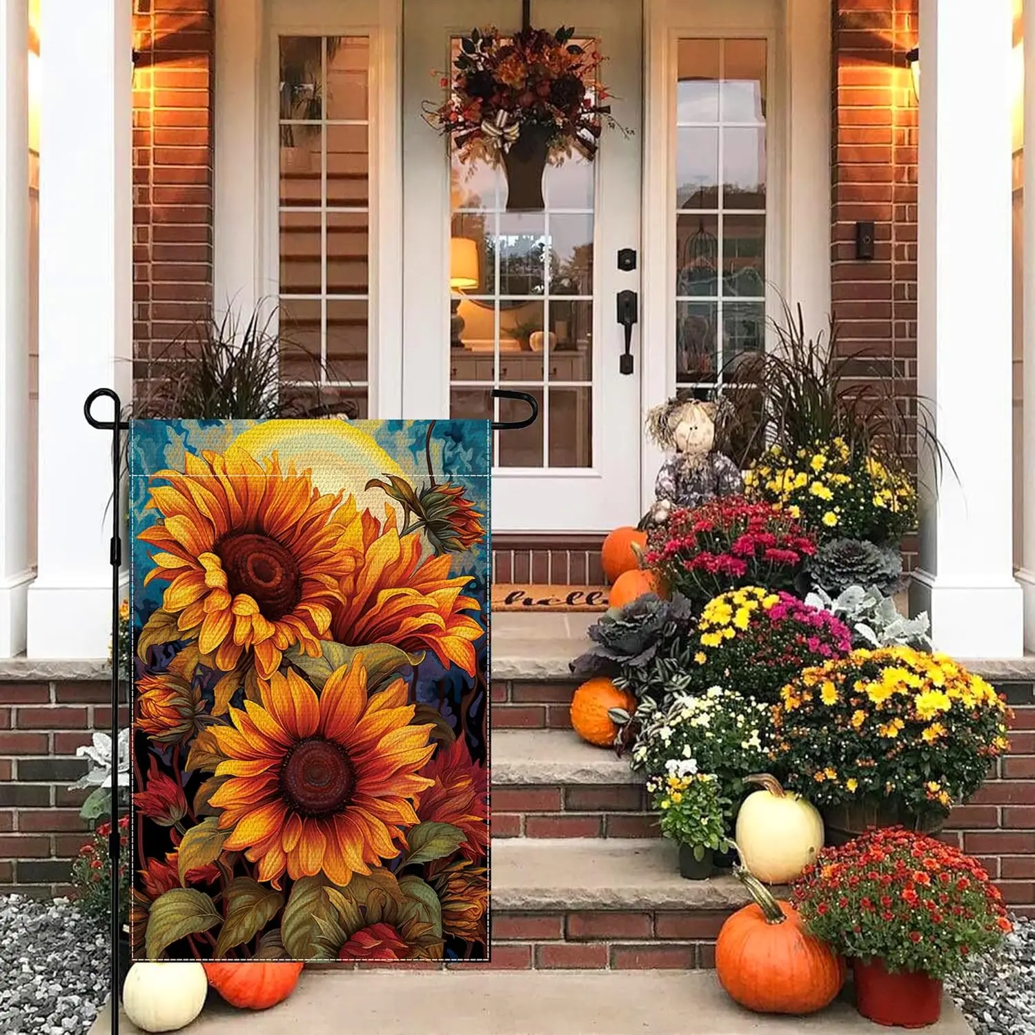 Sunflower Fall Garden Flags for Outside Small Burlap Garden Flags 12x18 Double Sided Outdoor Decorations for Yard and Garden