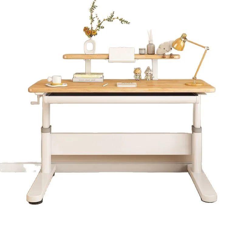 Rubber wood children's study table household primary school students writing homework desk and chair combination adjustable lift