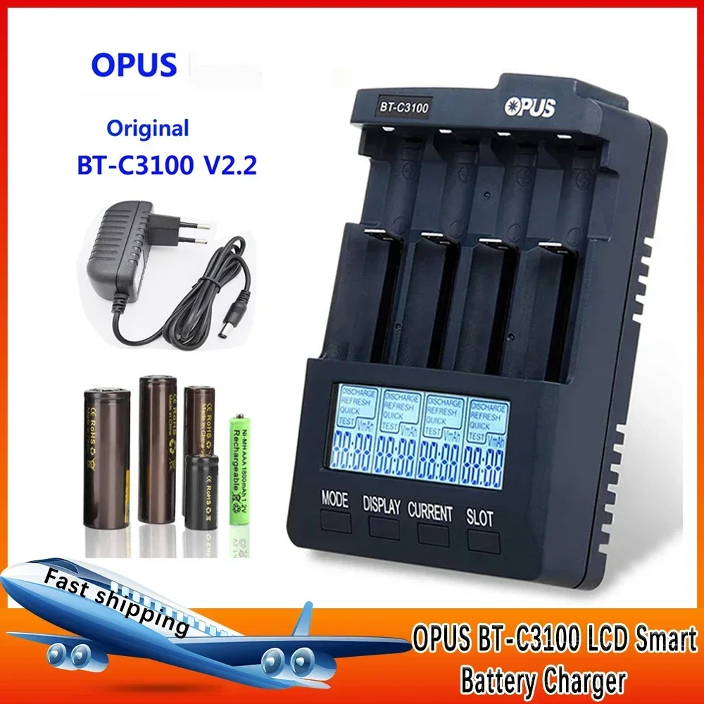 New  Generation Standard Battery Charger Opus BT-C3100 V2.2 Digital Intelligent 4 Slots AA/AAA LCD Battery Charger R57