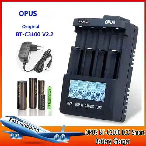 New Generation Standard Battery Charger Opus BT-C3100 V2.2 Digital Intelligent 4 Slots AA/AAA LCD Battery Charger R57