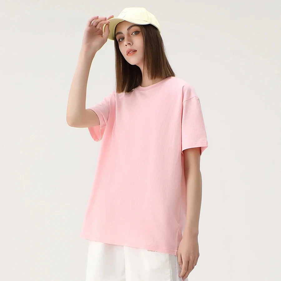 2026 Sommer Neue Damen Einfarbige Baumwoll-T-Shirts Dunkelgrüne Lockere Passform Lässige Weiche Unisex Kurzarm-Tops
