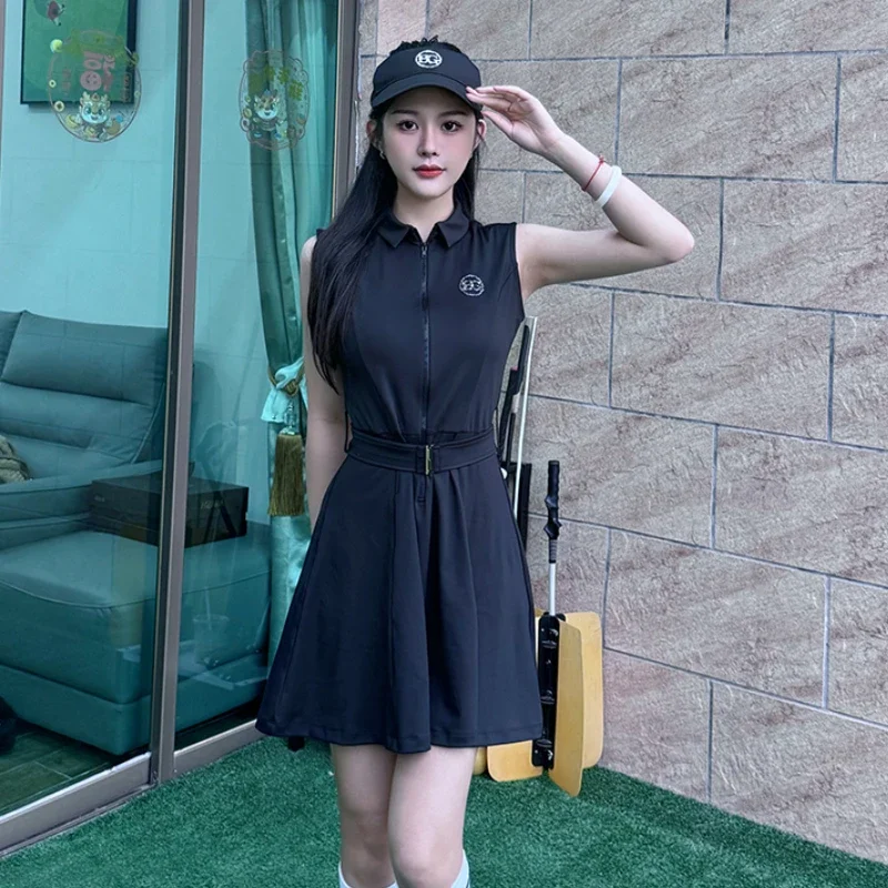 2024 Blktee New Golf Women's Wear Sleeveless Dress Spring Summer Quick Dry Sports Tennis Golf High-end Zipper Shirt Dresses