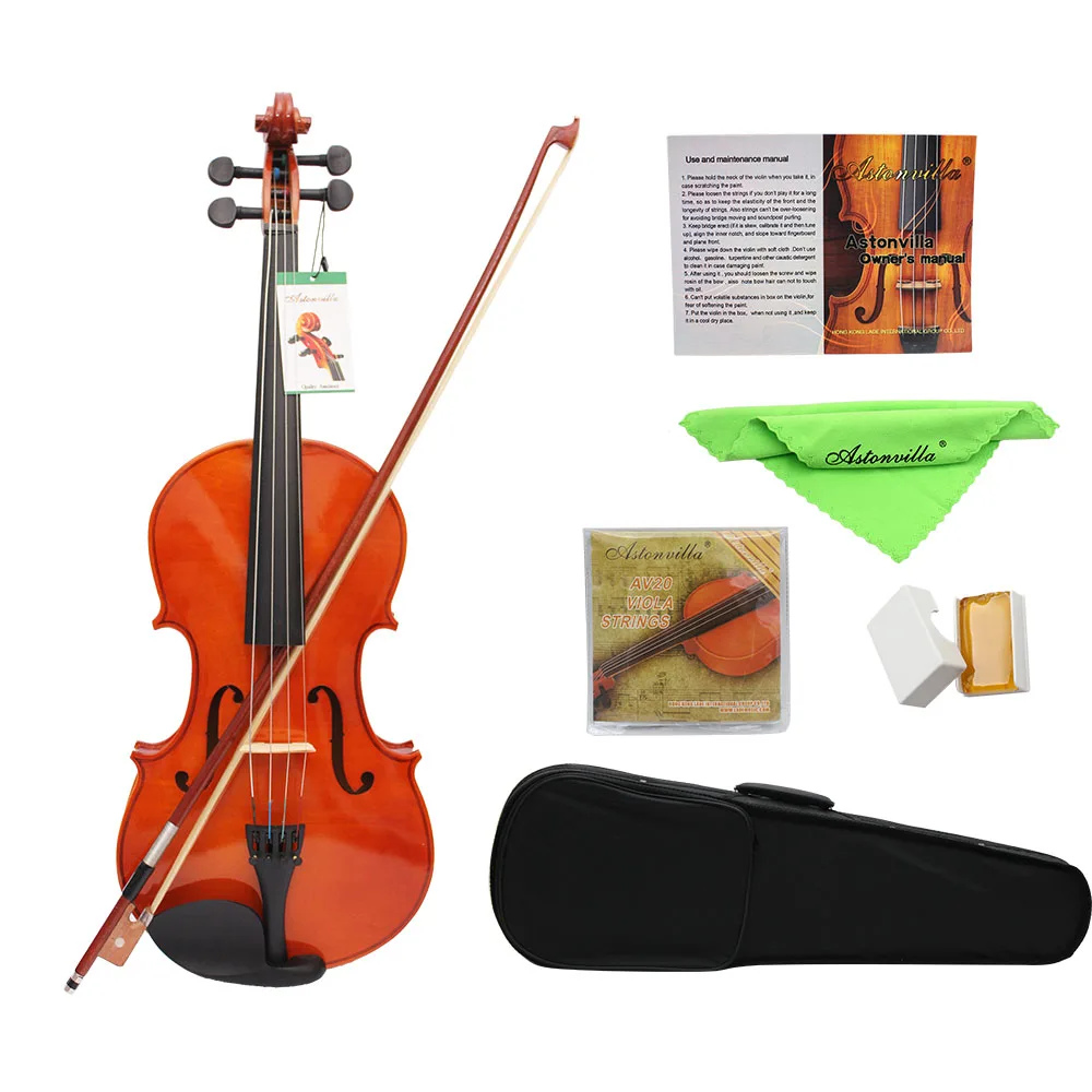 16 Inch Spruce Solid Wood Viola With Case 4 String Musical Instrument For Student Music Learners