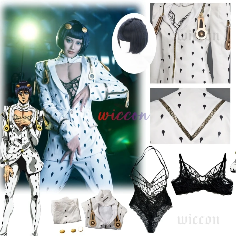 

JOJO Bizarre Bruno Bucciarati Cosplay Men's Golden Wind Bruno Cosplay Costume Top And Pants Lace Inner For Halloween Costume