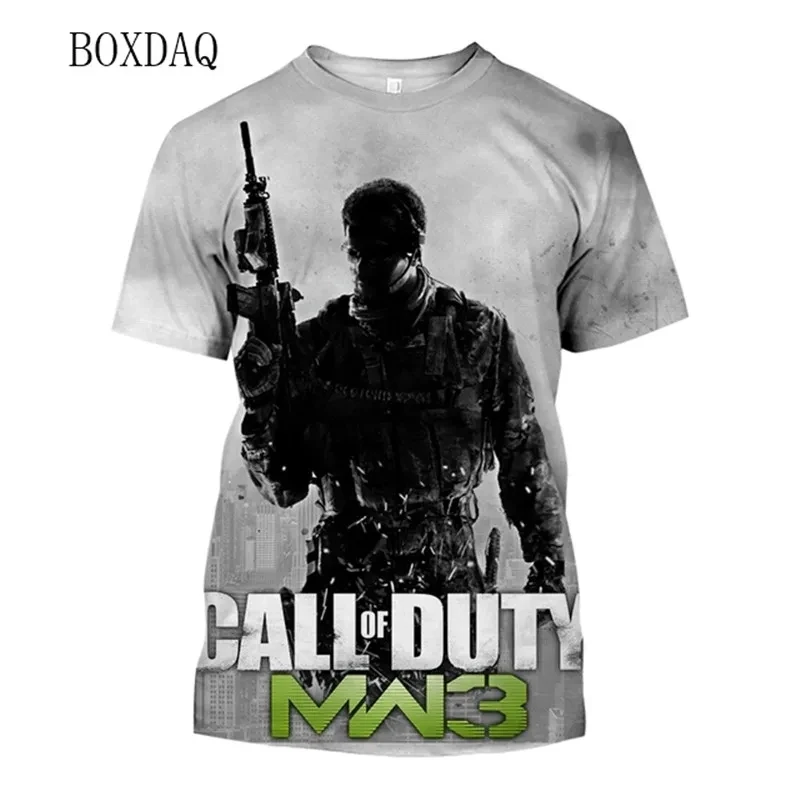 Military Style Men T-shirts Short Sleeve Battlefield Shooting Soldier 3d Print Street Tee 6XL Big Size Man Clothing Casual Tops