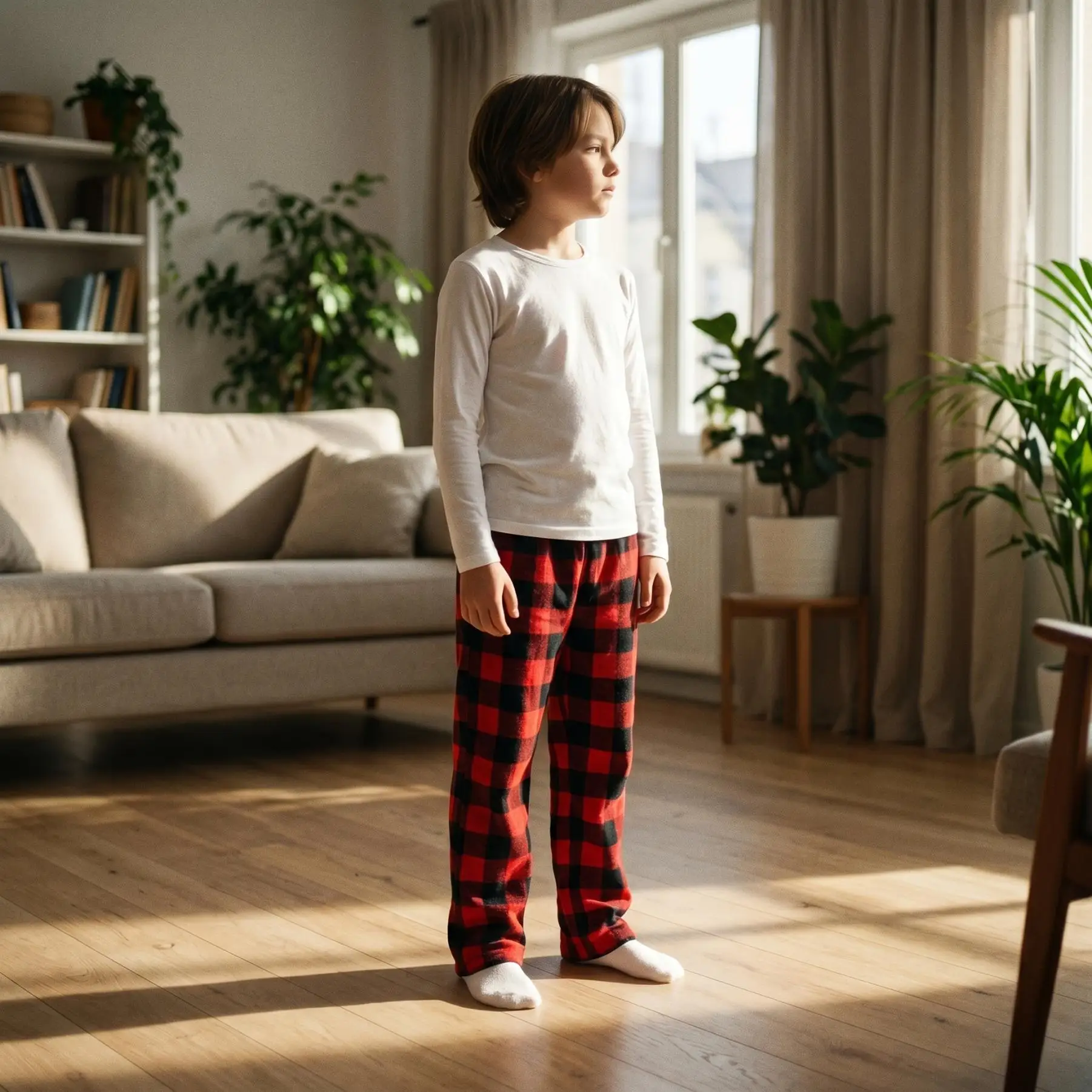Kids Flannel Pajamas with Pockets Soft Cotton Children's Sleepwear Long Sleeve Thermal Pajamas for Boys And Girls