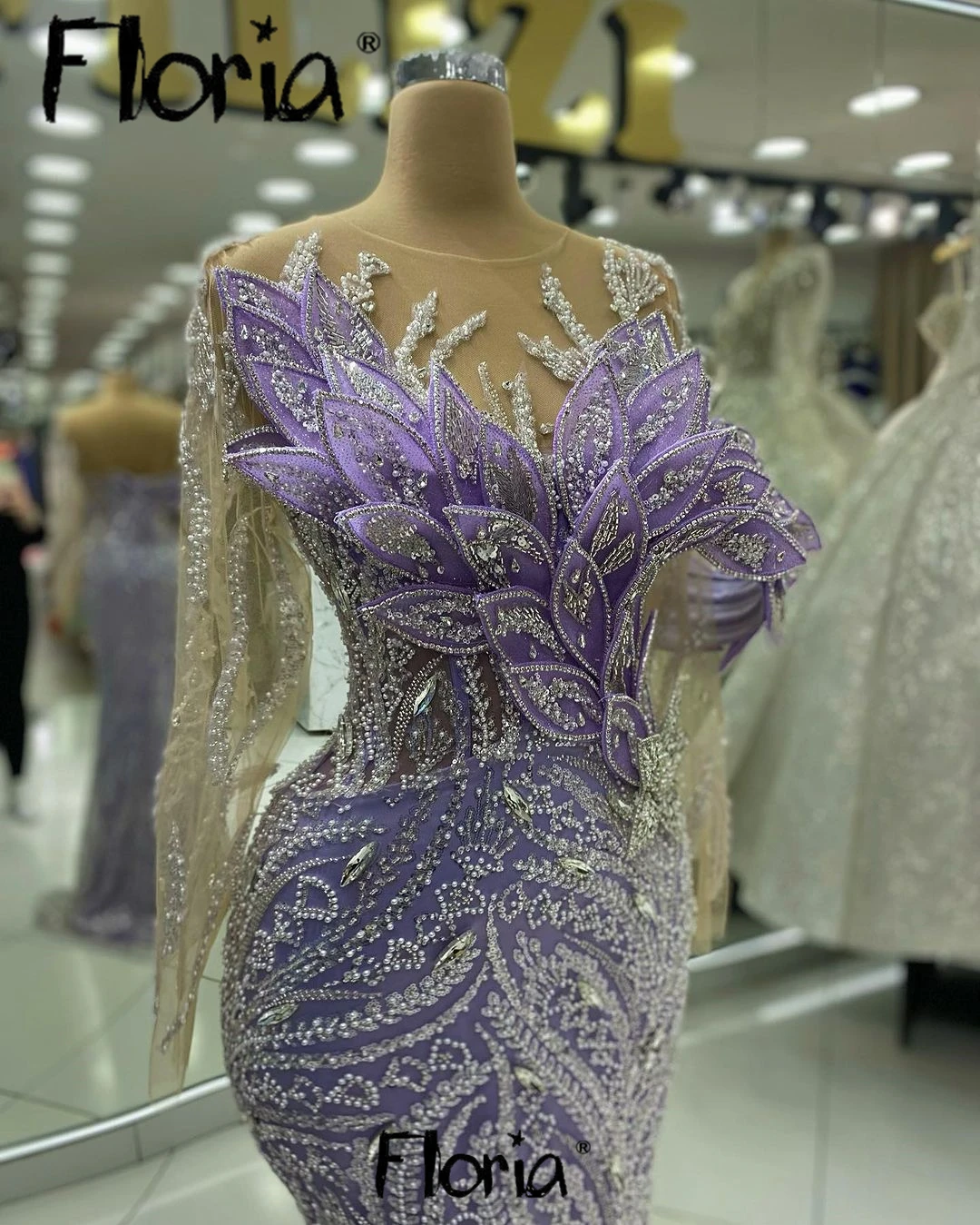 Plus Size Wedding Guests Dresses Lilac Long Sleeve Dubai Muslim Evening Dress For Women Custom Birthday Prom Dresses Outfit