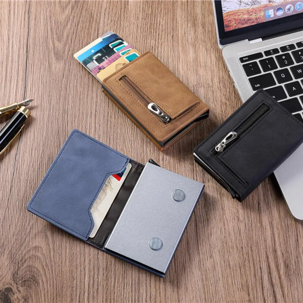 Men Wallet Large Capacity Slim Purse With Magnetic Buckle Wear Resistant Faux Leather Fashion Mini Purse For Shopping