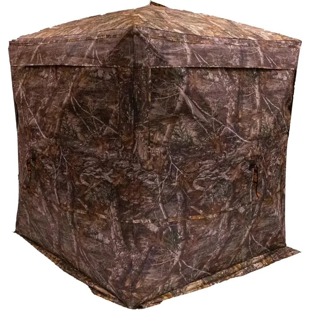 3 Person See Through Hunting Ground Blind,Adjustable Openings, Includes Tie Down Stakes,Realtree Edge