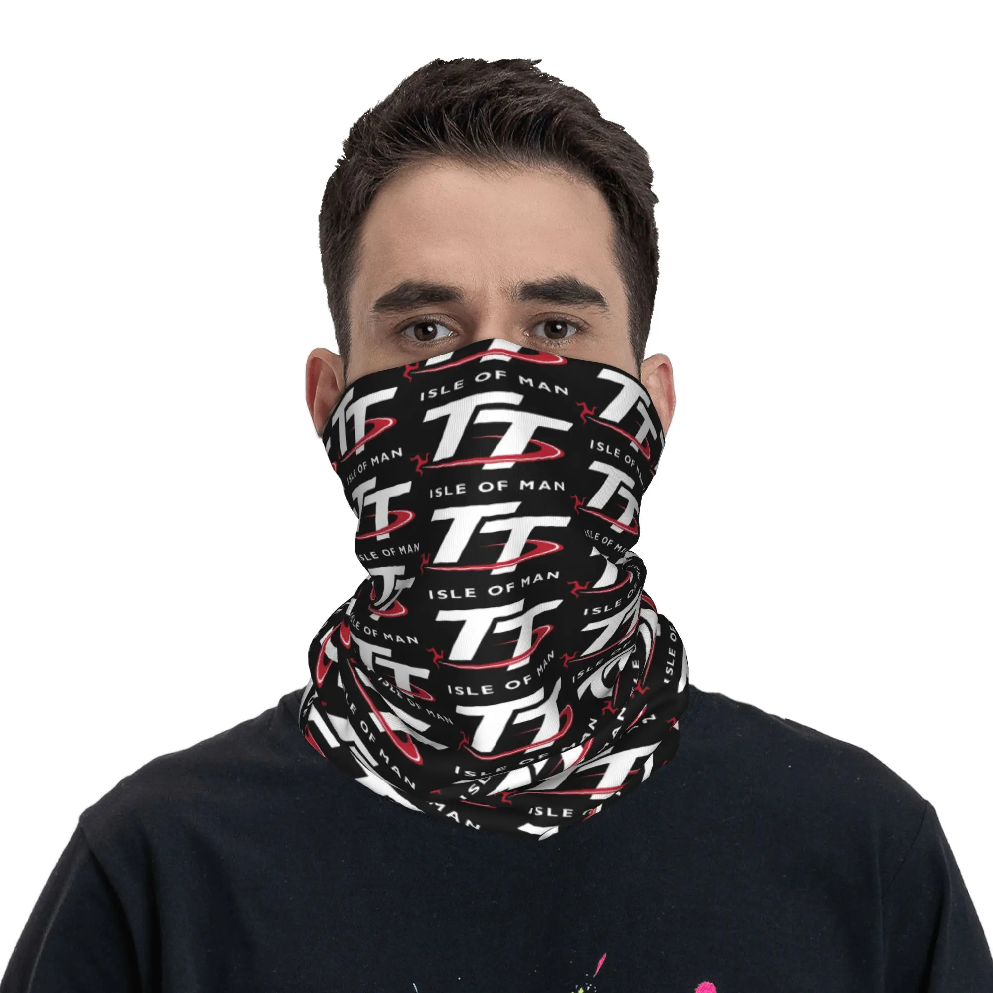 Custom Isle of Man TT Bandana Winter Neck Warmer Men Windproof Wrap Face Scarf for Hiking Motocross Enduro Cross Gaiter Headband