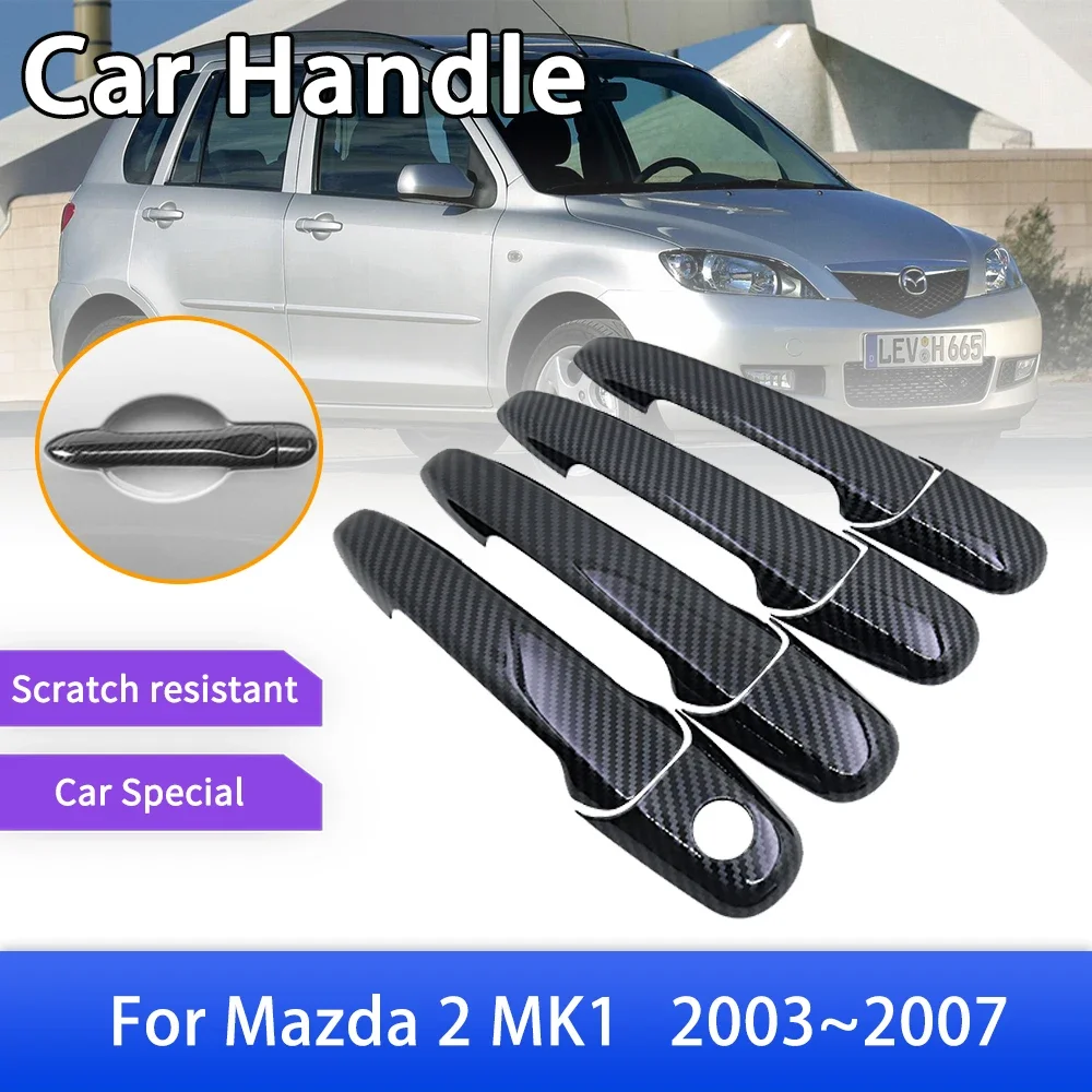 

Carbon Fiber Door Handle Cover Trim Sticker for Mazda 2 MK1 DY Demio 2003 2004 2005 2006 2007 Car Styling Decoration Accessories