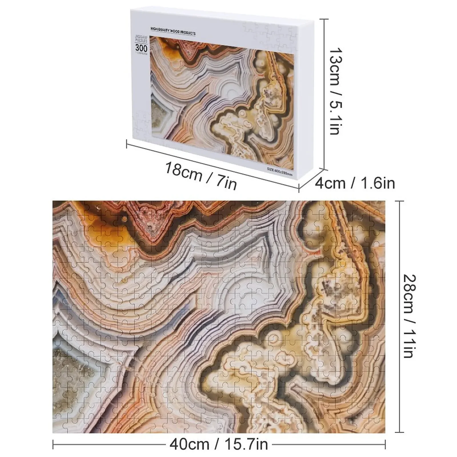Puzzle z agatu geologicznego, personalizowany drewniany prezent, drewniane pudełka, puzzle