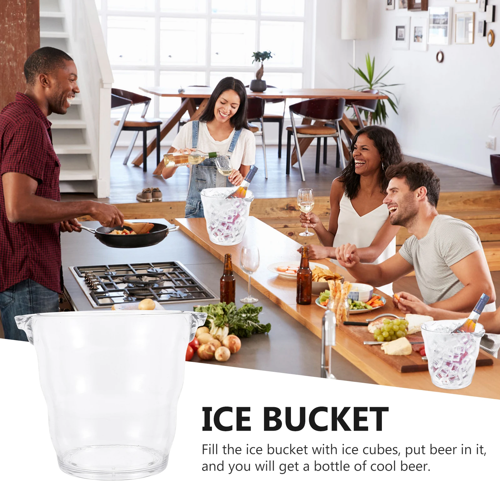 

Elegant Modern Ice Bucket Red Beer Storage Can Stylish Holder Premium Acrylic Insulated Party Drink Container