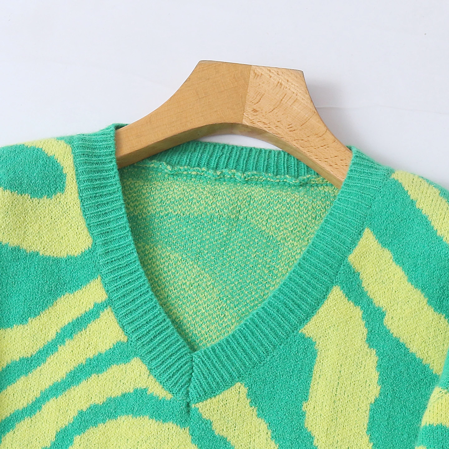 Tie-Dye Long Sve V-Ne Pullover Sweater Spring Autumn New Sle Women Faion Loose Fit Color Blo Knitwear 32607