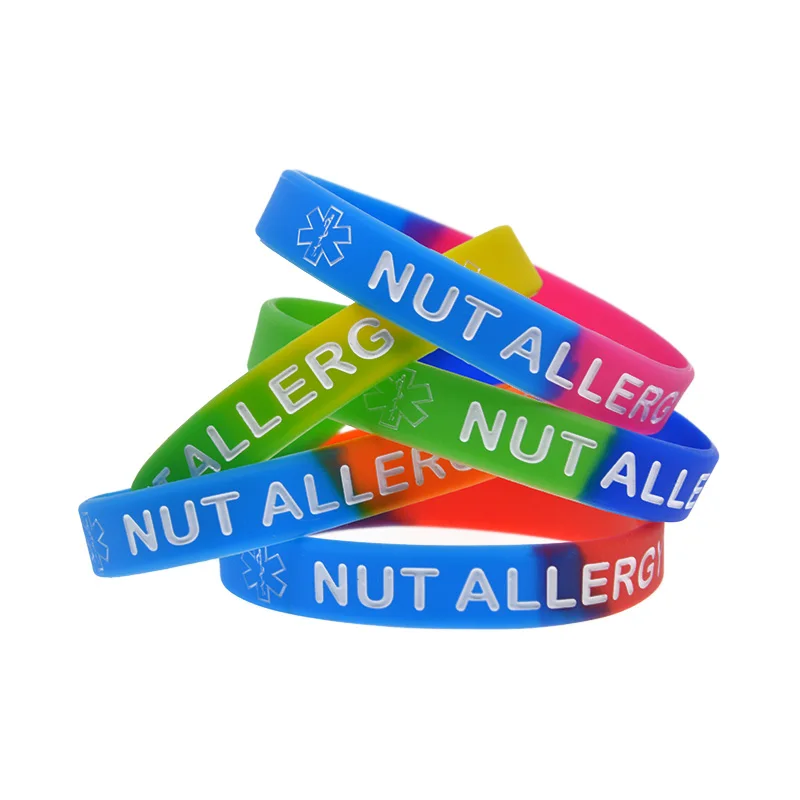 1 قطعة/5 قطعة الفرعية اللون الجوز حساسية سيليكون سوار الأساور المطاطية الطبية الموضة 2 أحجام