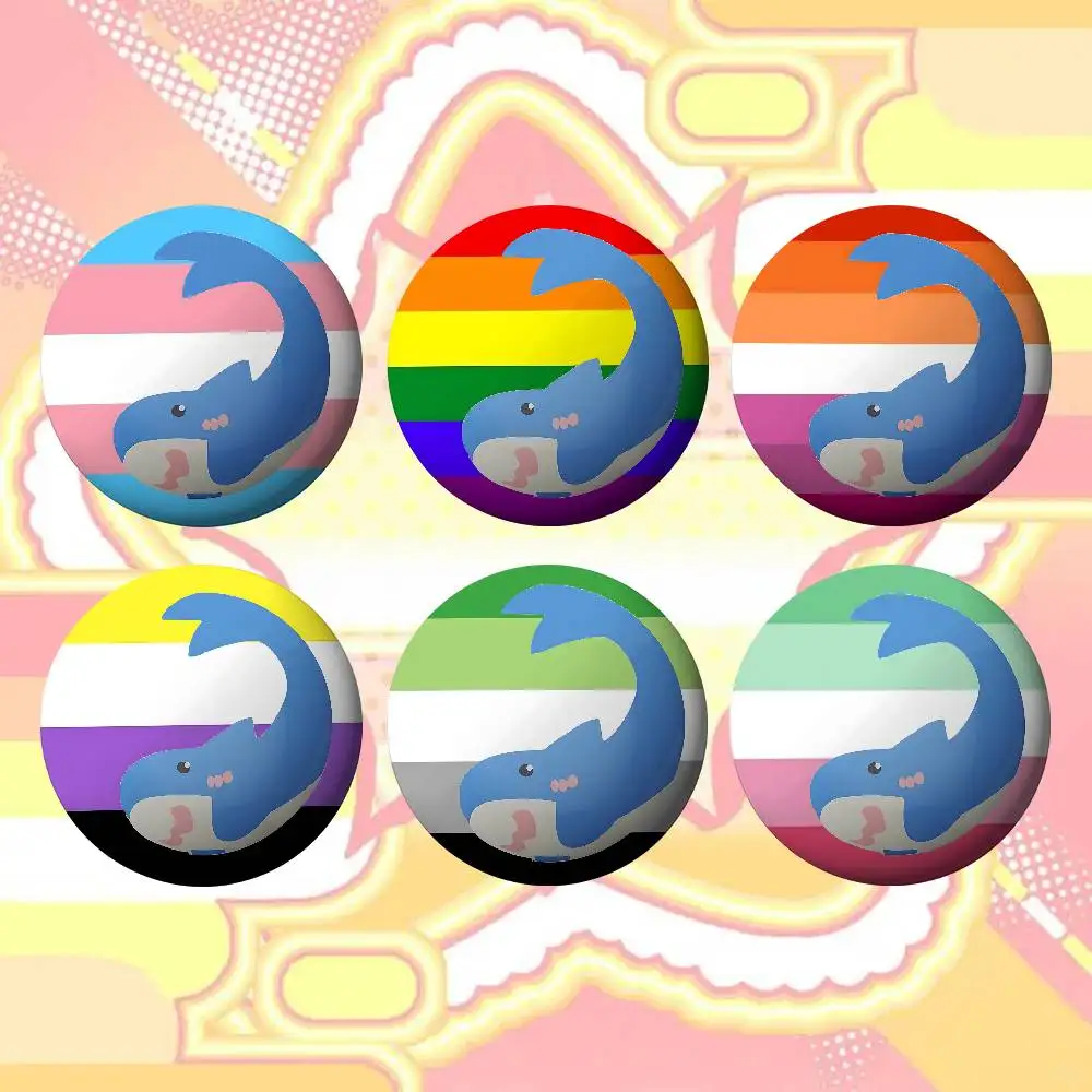 

Trans Blahaj Shark Enamel Brooches Stylish Ornament Pins Exquisite Round Badge Bag Accessories Jewelry Gifts