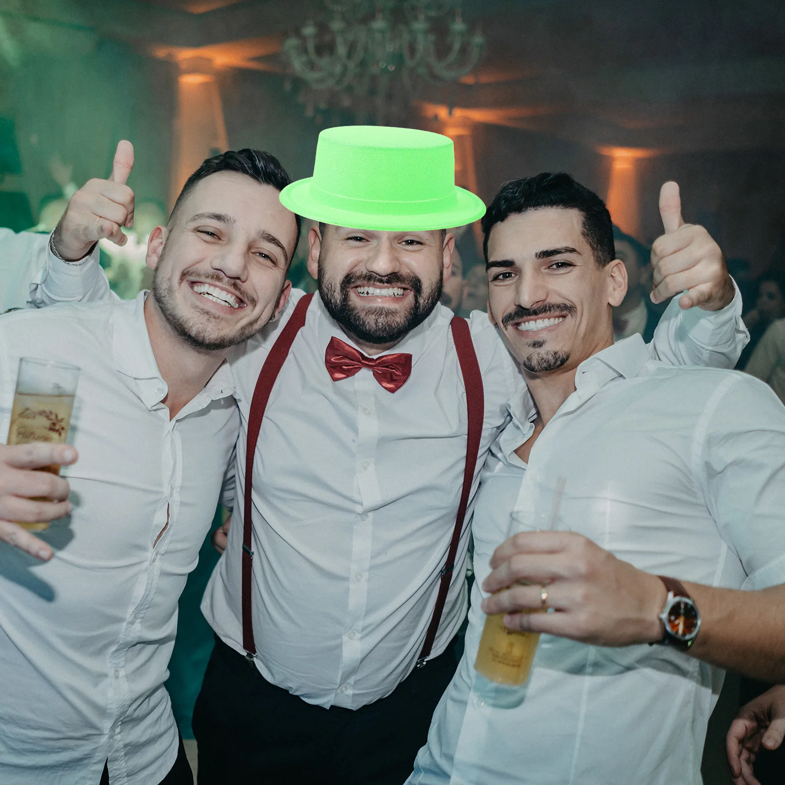 

6pcs Fluorescent Hat Paper Hats Soft Comfortable Fedora Cap Party Tophat Photo Props Video Costumes Accessories Holiday