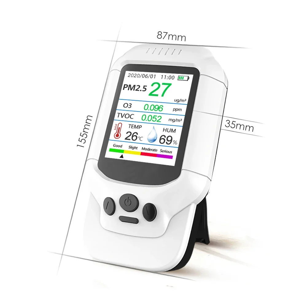 Handheld Air Quality Monitor Ozone Gas & PM2.5 TVOC Analyzer ABS Material O3 Concentration Detector Measurement Sensor