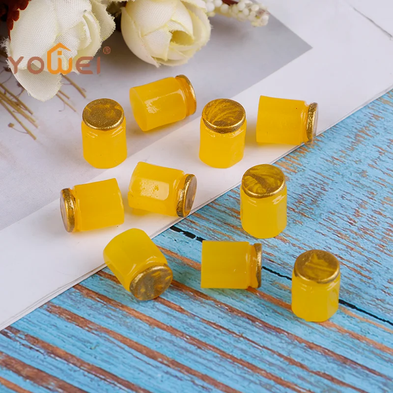 

Latest 10Pcs Resin Fruit Honey Tea Jam Jars Cup Dollhouse Miniature Honey Pomelo Tea