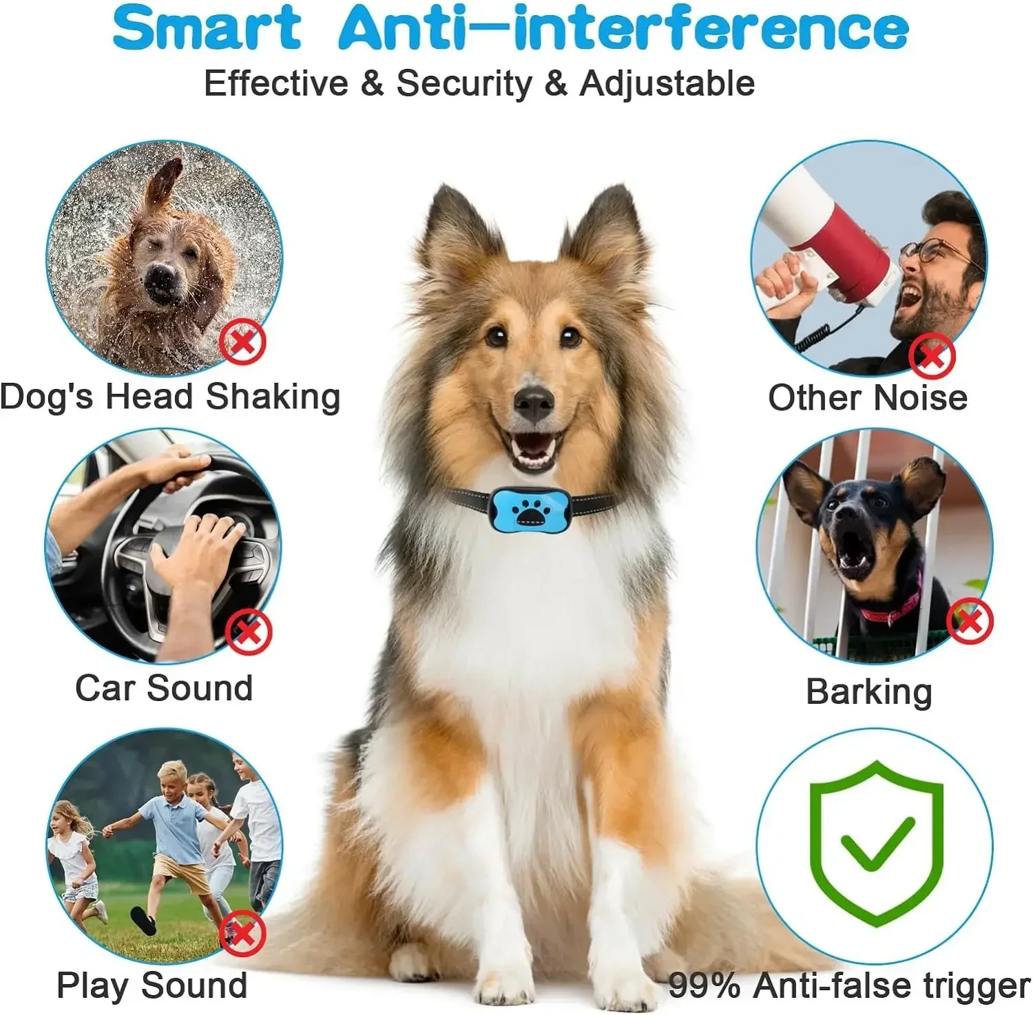 Collier anti-aboiement pour chien de compagnie, dispositif anti-aboiement, aste par USB, entraînement à ultrasons, vibration d'arrêt des aboiements