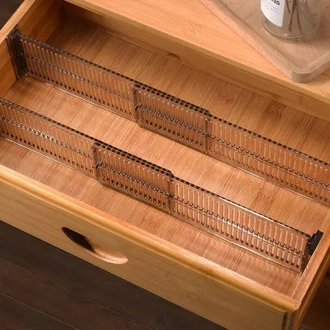 1Set 2Pcs Punch-Free Adjustable Drawer Dividers Durable Wardrobe Closet Storage Partition Organizer Separator Tools