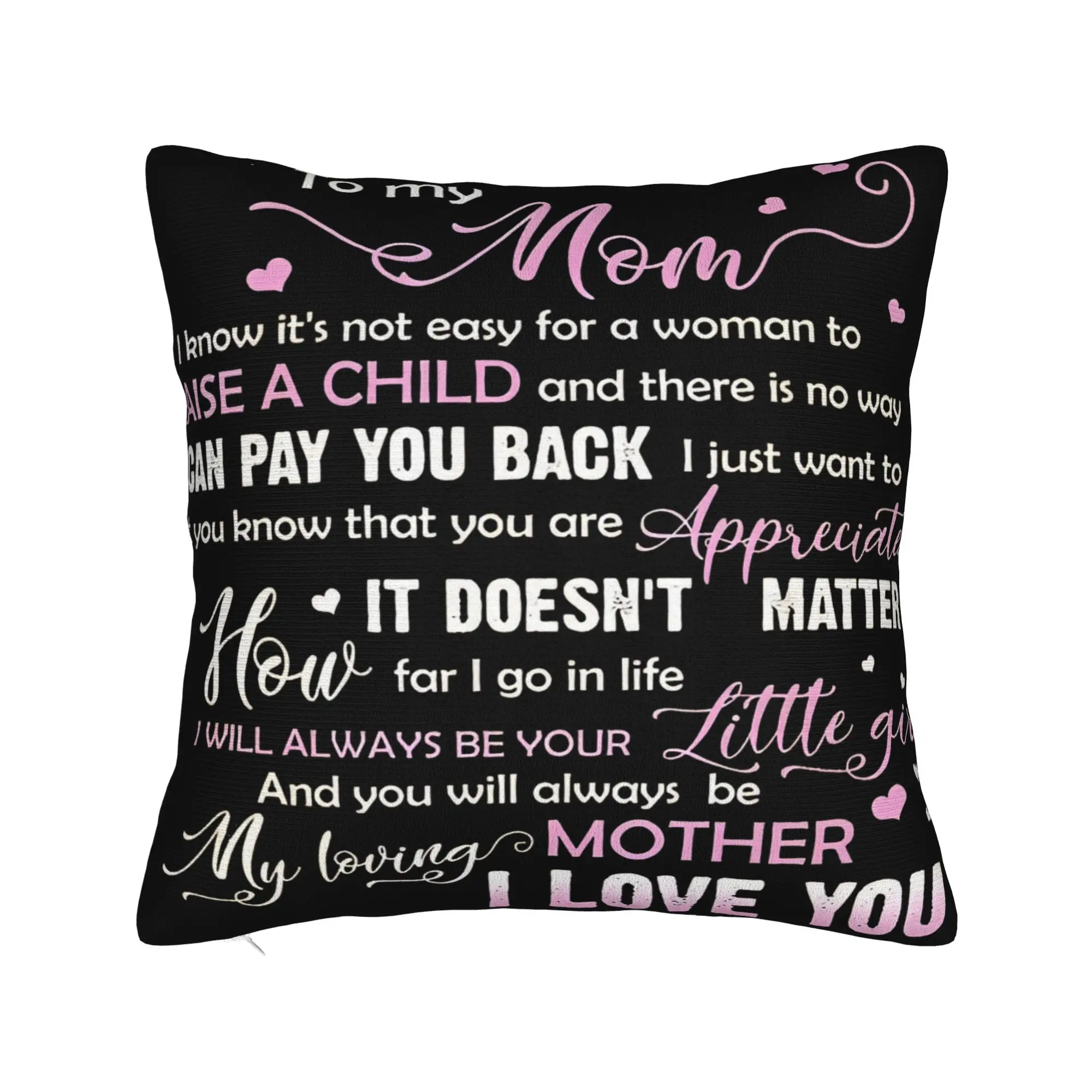 Mother's Day  Pillowcase Polyester Cushion Cover Decoration Letter From Daughter Pillow Case Cover Seater Square 18'