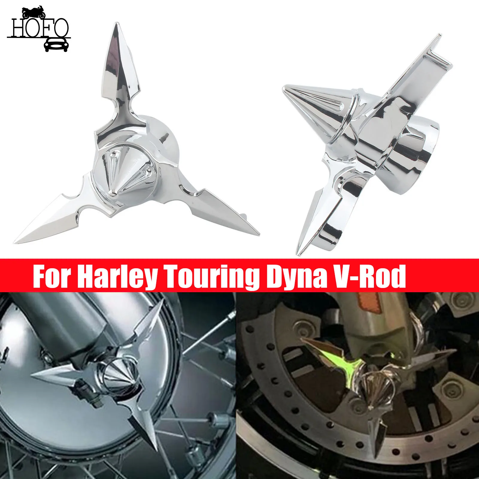 

Motorcycle Chrome Skull Spun Blade Axle Caps Cover Front Axle Cap Nut Covers For Harley Touring Dyna V-Rod Accessories