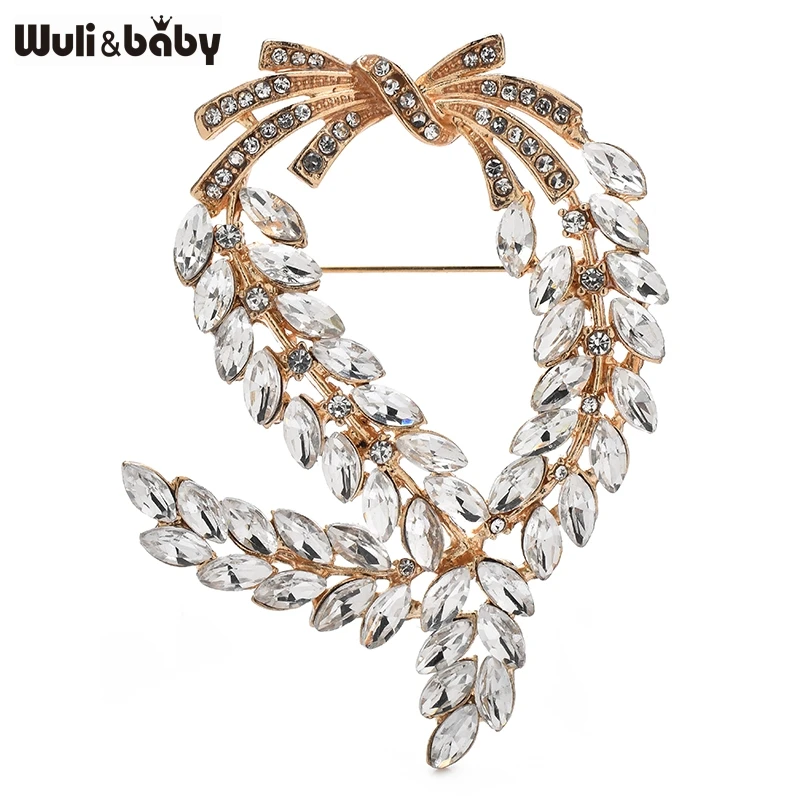 Wuli & Baby-女性用の輝く小麦のブローチピン,スーツとドレス用のファッションアクセサリー,ピースジュエリーのシンボル,2色