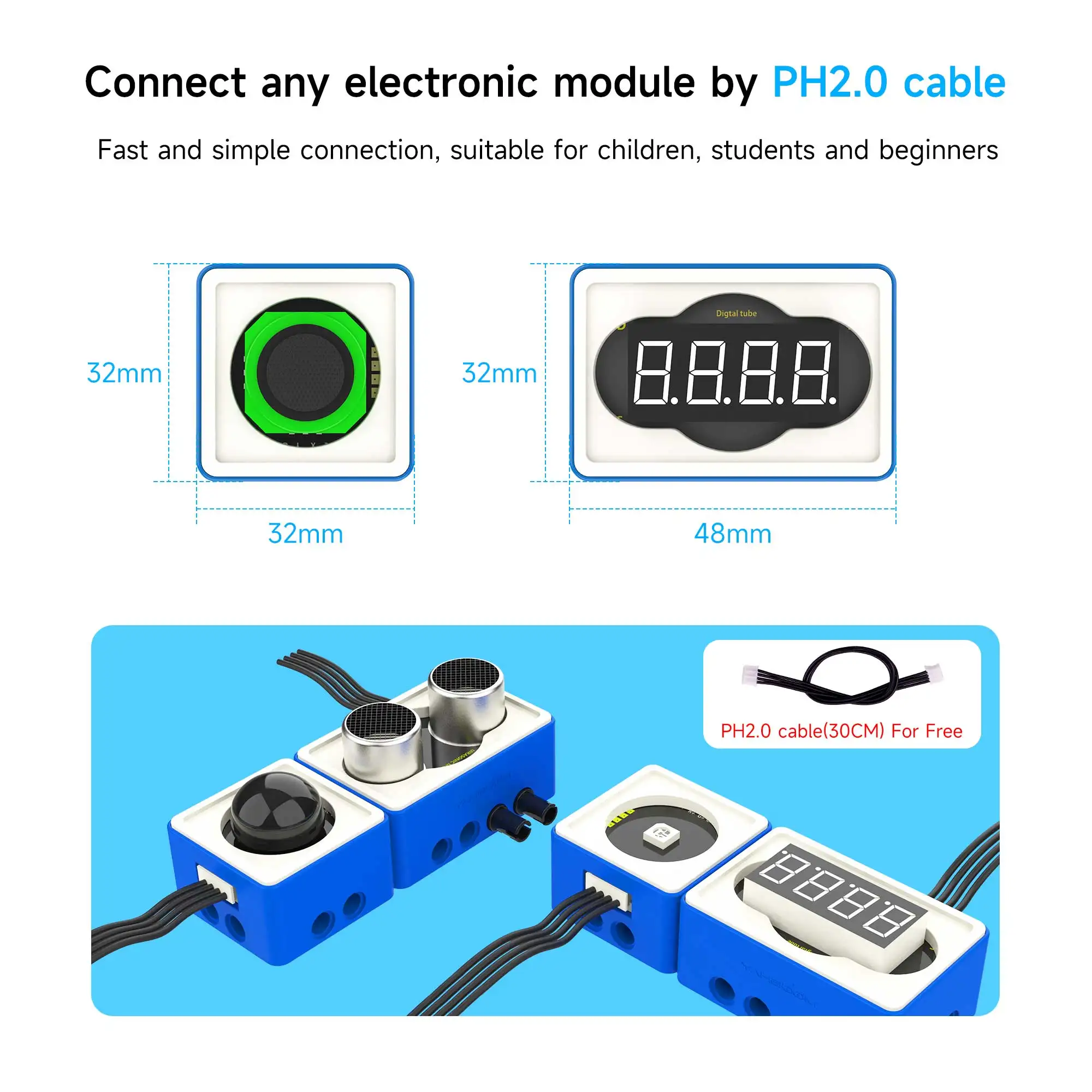 Kit de módulo de sensor de bloque de construcción con sonido de sensor de luz infrarroja ultrasónico Compatible con MicroBit V2 V1.5 Raspberry Pi