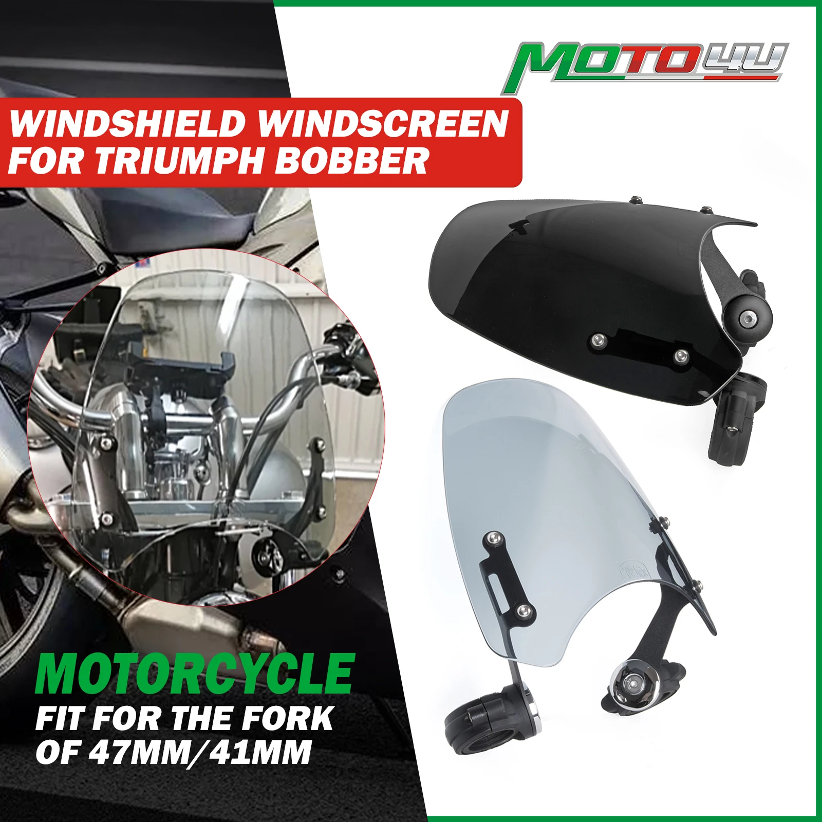 

41MM/47MM Fork For Triumph Bobber Classic Flyscreen Motorcycle Front Windscreen Screen Protection Rotatable stand