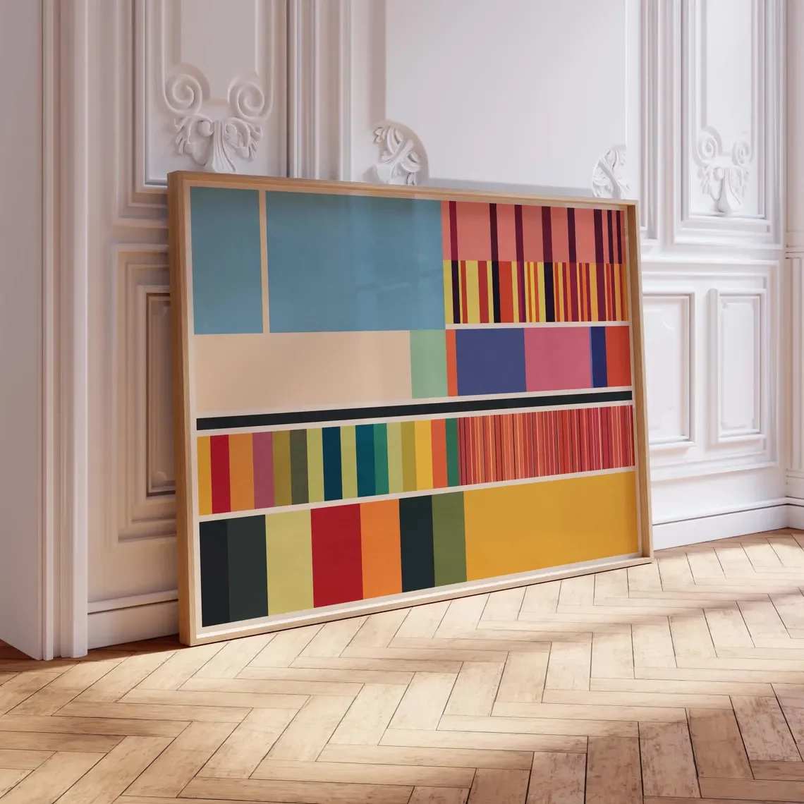 Mid Century Color Block Stripe Abstract Wall Decor Print - Ideal Gift for Interior Design Enthusiasts, Minimalist Homeowners, or image 3