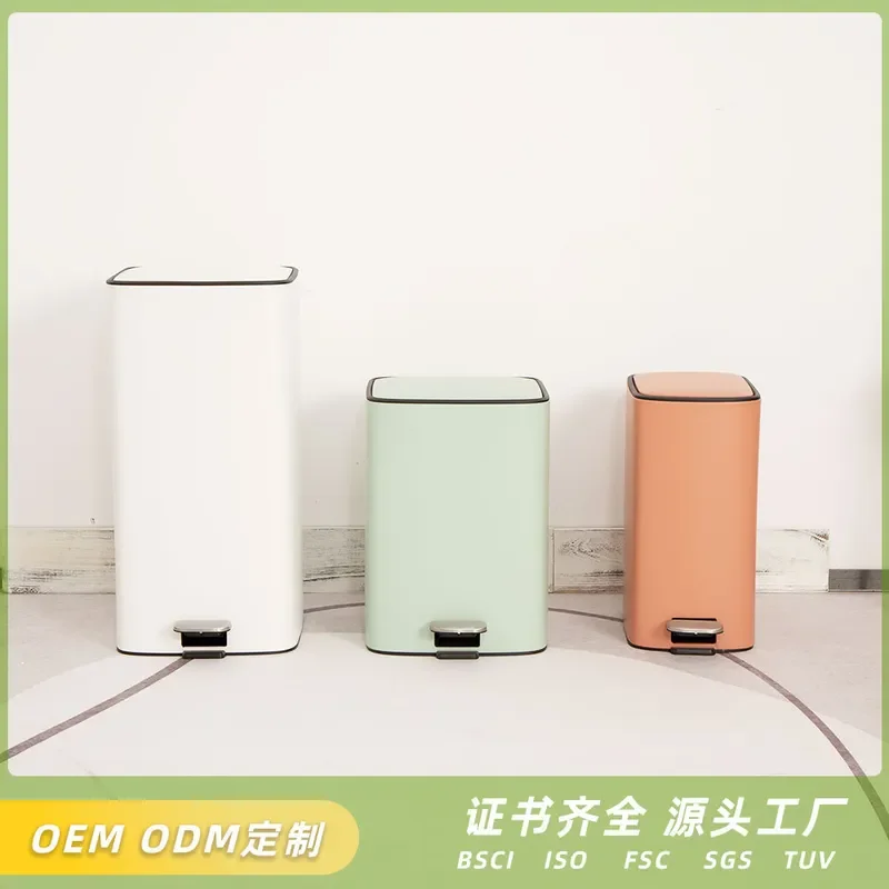 Seamless Stainless Steel Pedal Trash Can Silent Anti-Fouling Waste Bin for Living Room Bedroom Bathroom Customizable Size