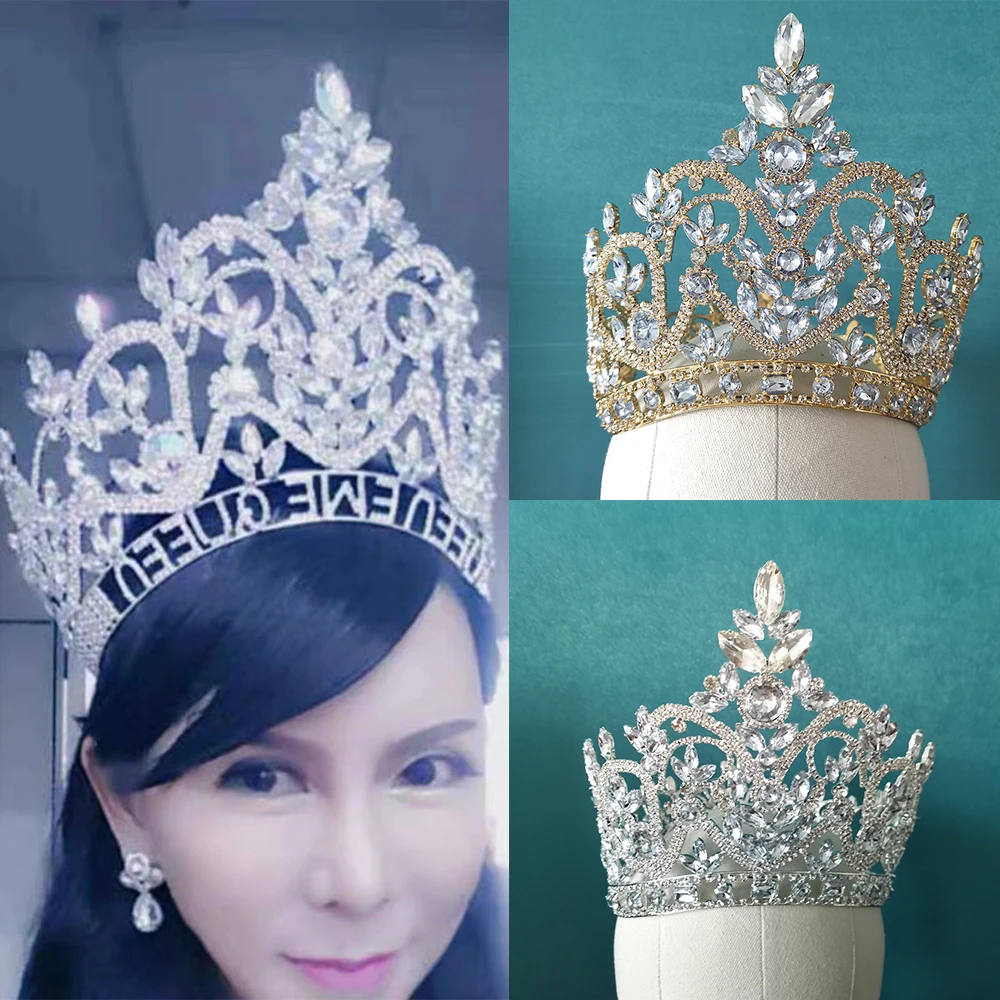 

New Wedding Hair Accessories Beauty Pageant Headpiece Full Round Bridal Tiara for Women