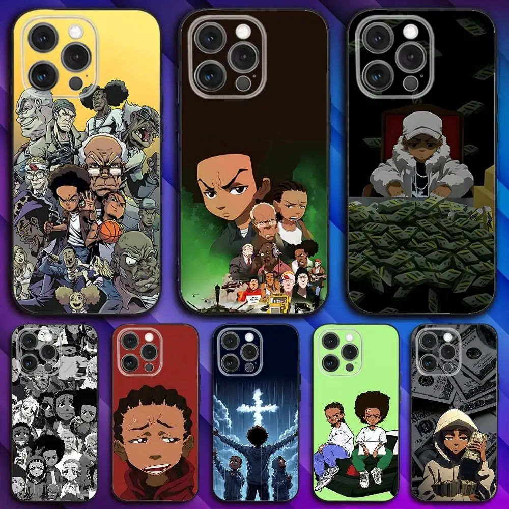 

The Cartoon B-Boondocks Phone Case For iPhone 17,16,15,14,13,12,11,Pro,Max,Plus,X,XS,SE4,E,Mini,Soft Black Case