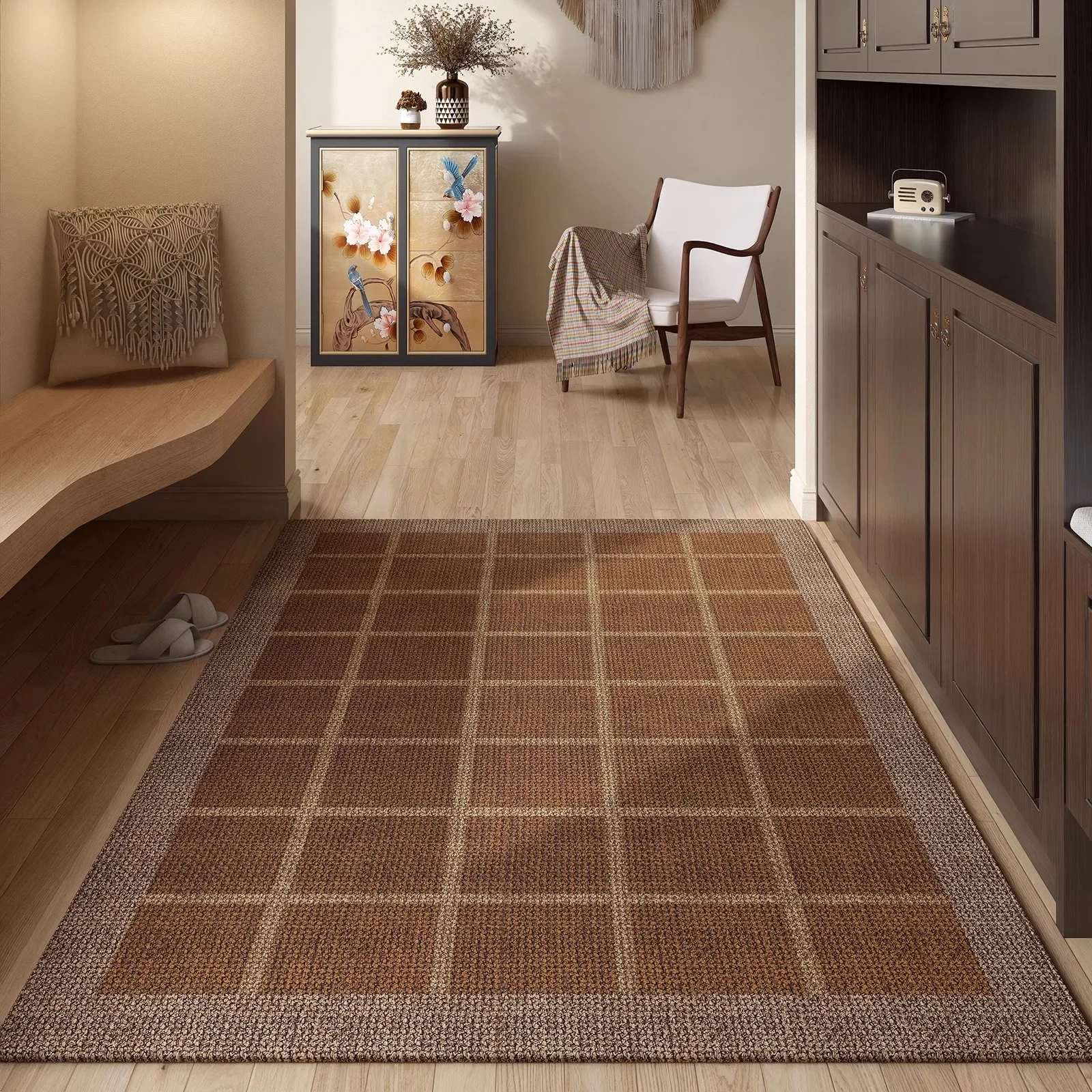 entrance-door-mat-brown-carpet-dirt-resistant-dust-proof-floor-mats-living-room-bedroom-carpets-french-retro-home-decoration-rug
