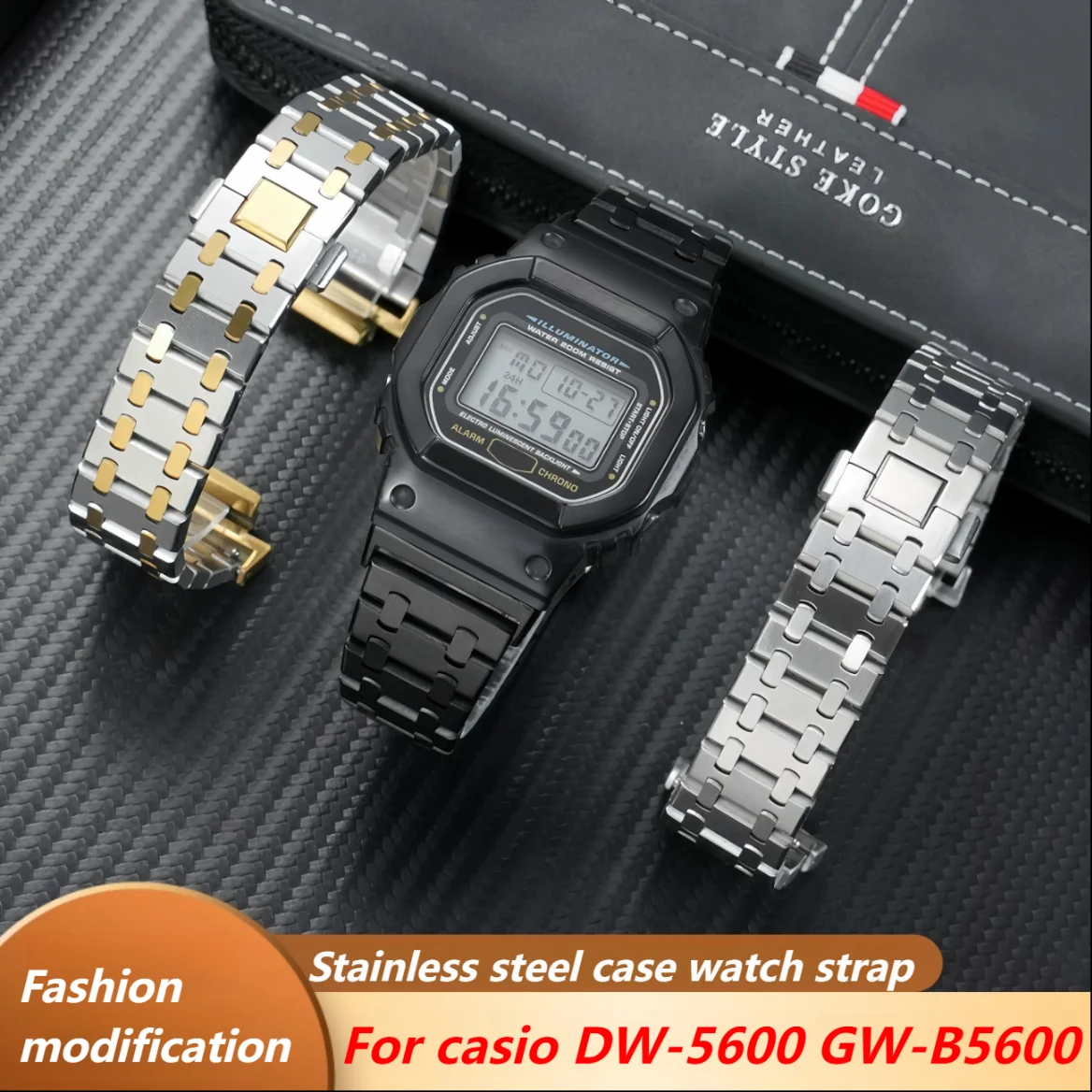 Ремешок для часов из нержавеющей стали, чехол для Casio G-SHOCK GW5610 DW-5600 GW-B5600, комплект модов, металлический корпус, ремешок для часов, мужские модифицированные аксессуары
