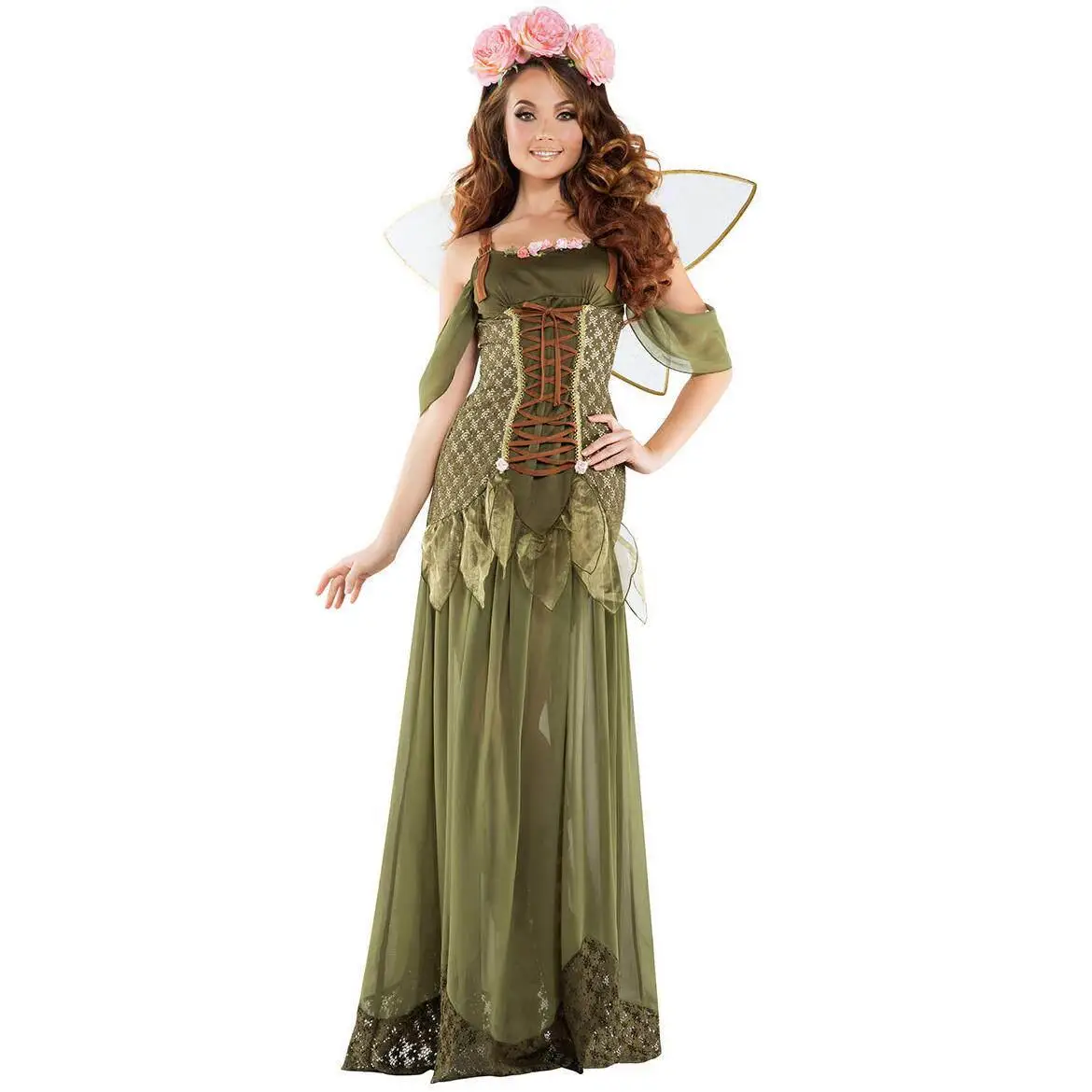 

Halloween Elf Costume Green Princess Angel Outfit Women's Traditional National Stage Performance Clothing Autumn