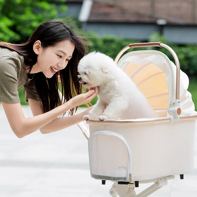 Easy Fold Dog Stroller for Small Medium Pets with Ventilated Mesh Windows and Sturdy Lightweight Frame