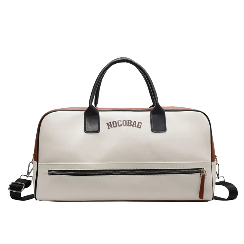 Bolso de mano informal de gran capacidad para hombre y mujer, bolsa de viaje portátil con contraste de Color, sencillo, de un solo hombro, para Fitness