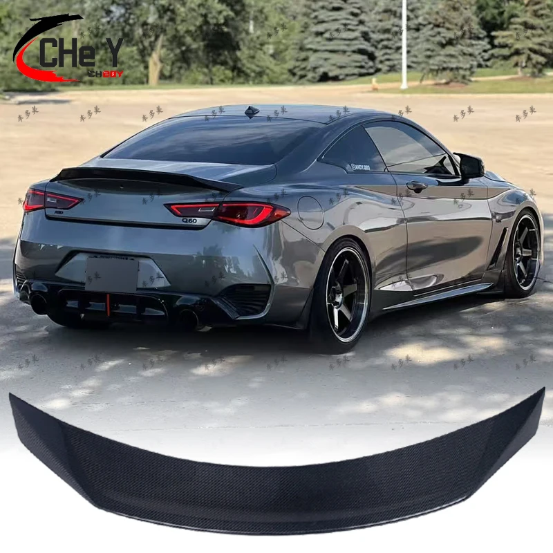 For Infiniti Q60 Q60S Coupe ASPEC GT Style Real Carbon Fiber Rear Spoiler Trunk Wing 2015 16 17 18 19 20 21 22 2023