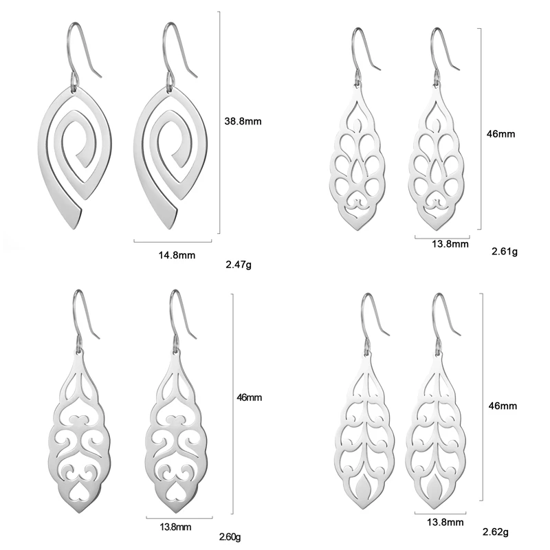 New Korean Statement Earrings for Women Stainless Steel Black Gold Color Geometric Drop Female Gifts Brincos 2022 Trend Jewelry