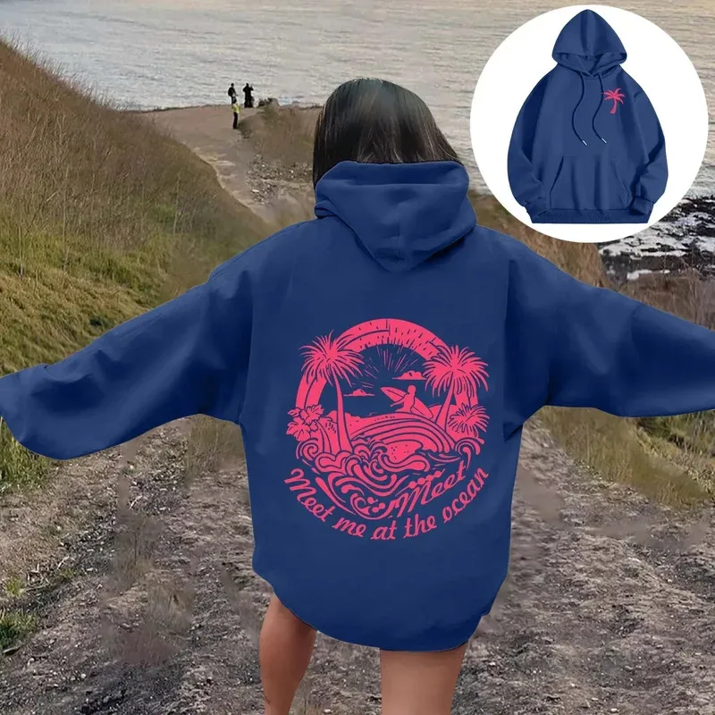 2025 femmes lettre graphiques sweat à capuche imprimé automne hiver sweats à capuche à manches longues poches pull décontracté Streetwear sweats