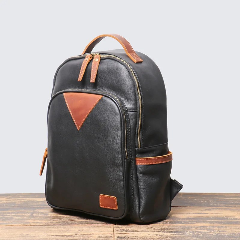 

New Design Black Brown Backpack For Men Women Crazy Horse Leather 14 Inch Computer Bag Pack High School Bag Backbag Mochila 2025