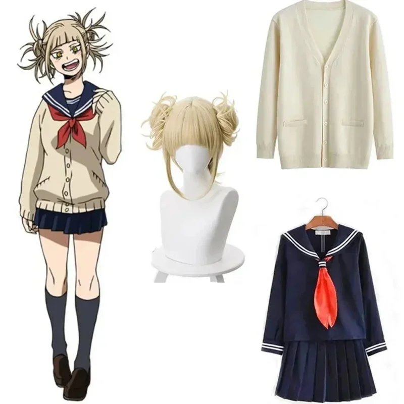 20262026 122026 11 Anime My Cosplay Disfraz de Halloween Boku No Hero Academia Himiko Toga Uniforme JK Suéter Abrigo Peluca