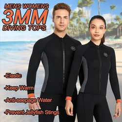 3mm Neoprene uomo muta da sub cappotto adulto donna manica lunga immersioni top giacca con cerniera Dive Swim surf Snorkeling Suit