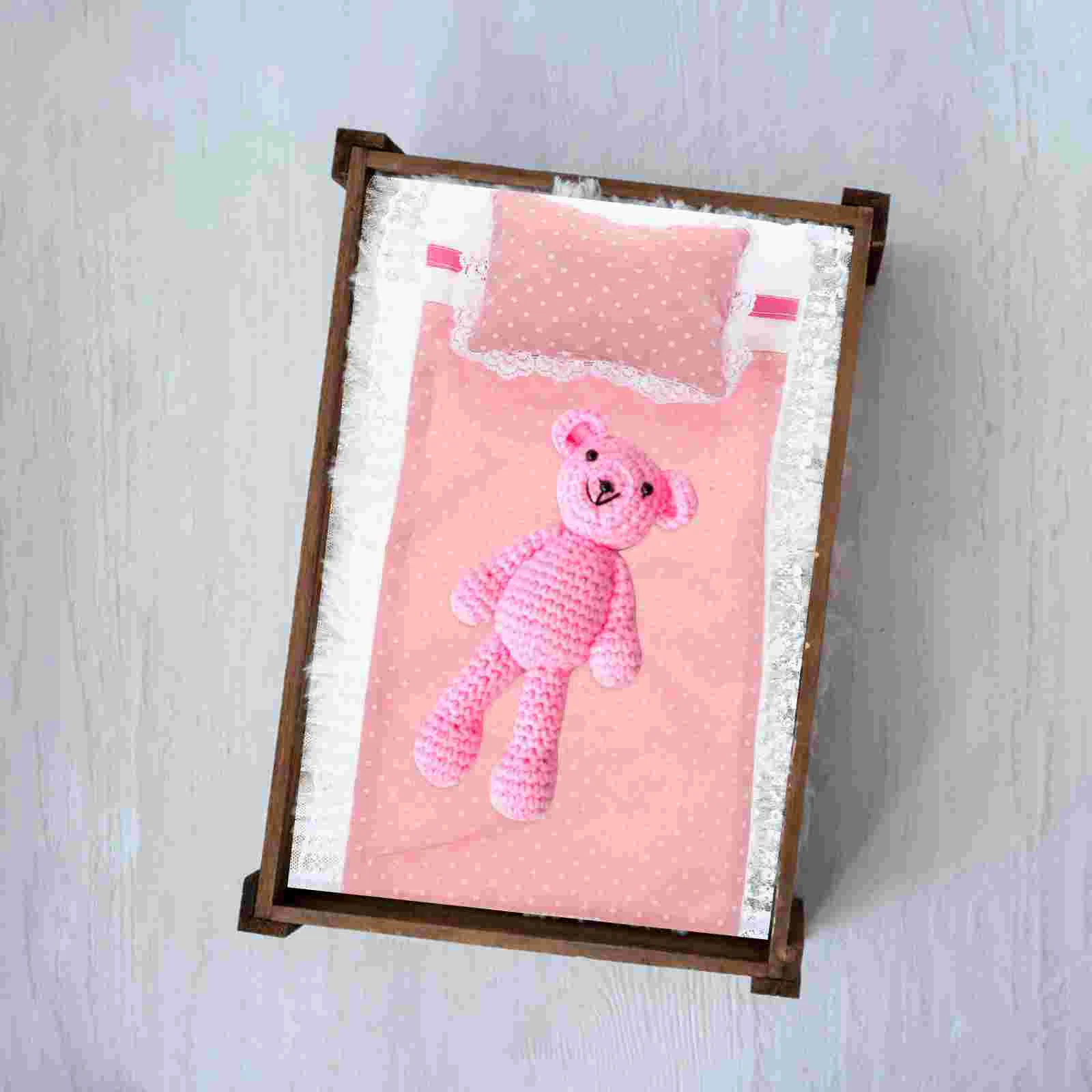 Pink Sheet Pillow Quilt Accessories Set Baby Bedding Dollhouse Furniture Pillows Toy Miniature Kit