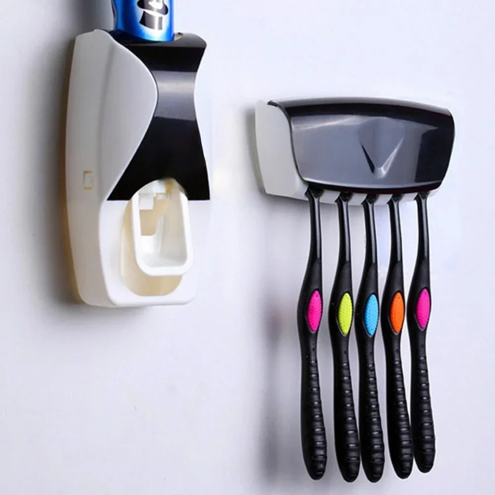 Creative Wall Mount Automatic Toothpaste Dispenser Bathroom Accessories Waterproof Lazy Toothpaste Squeezer Toothbrush Holder