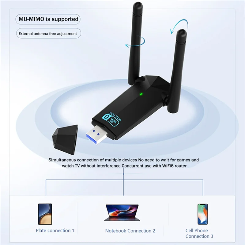 WiFi 6 USB Adapter Dual Band AX1800M 2.4G/5GHz Wireless Network Card USB3.0 WiFi Receiver Transmitter
