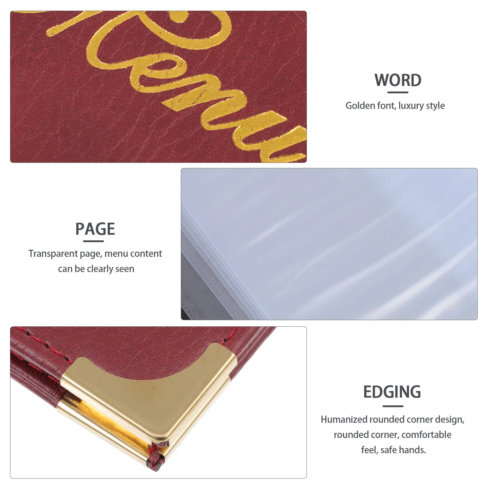 

Book Premium Durable Slide-In Page Design Rounded Corner Restaurant Bar Use Menu Display Folder Holder Practical Menu
