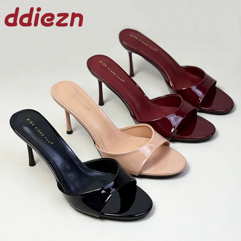 2025 nuevo Slip On zapatos de tacón de aguja para mujer, moda de lujo, punta redonda, tacones altos para mujer, zapatos de tacón, calzado deslizante para mujer